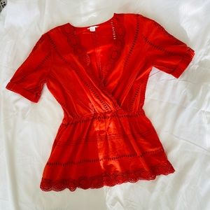 Orange detailed blouse